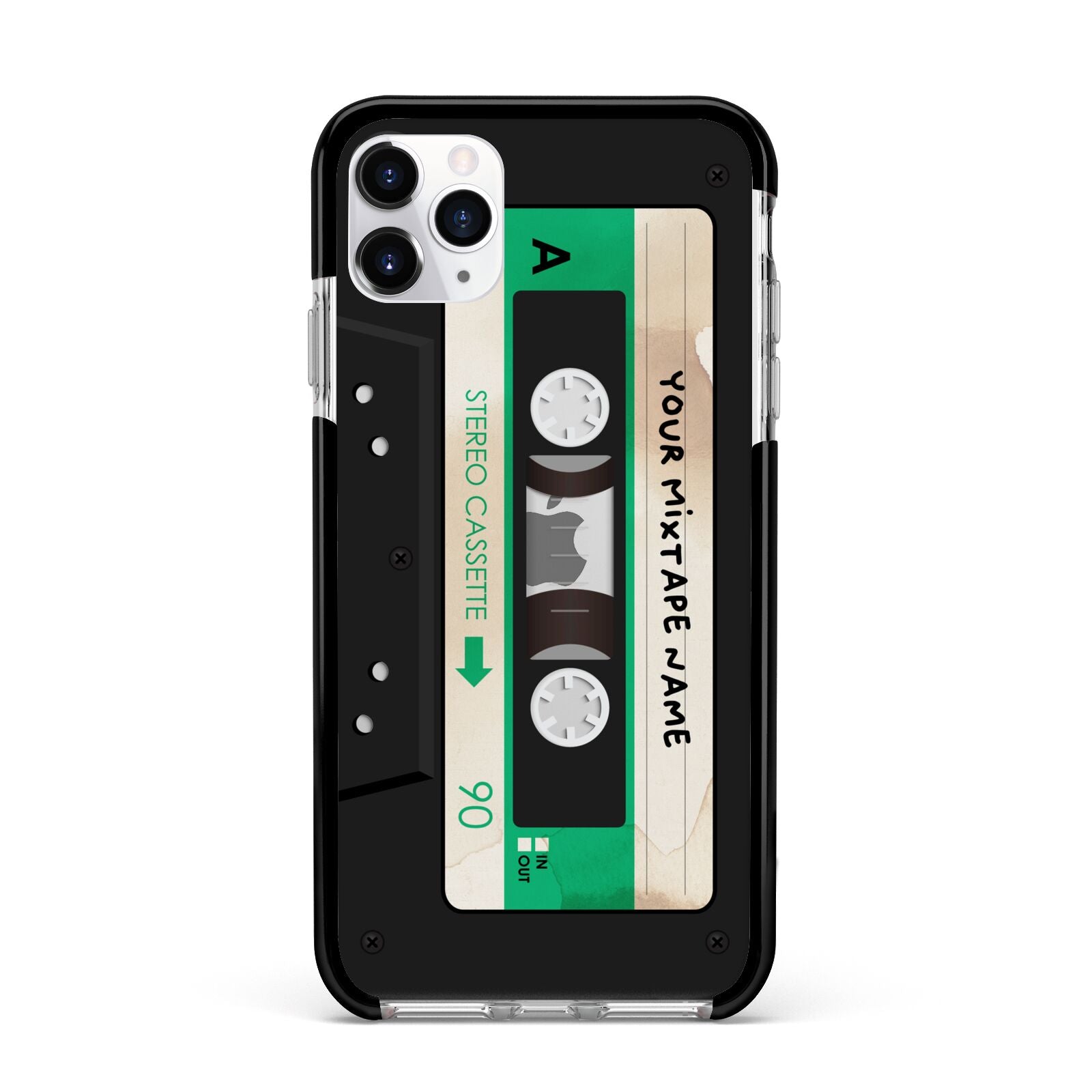 Personalised Black and Green Mixtape Apple iPhone 11 Pro Max in Silver with Black Impact Case