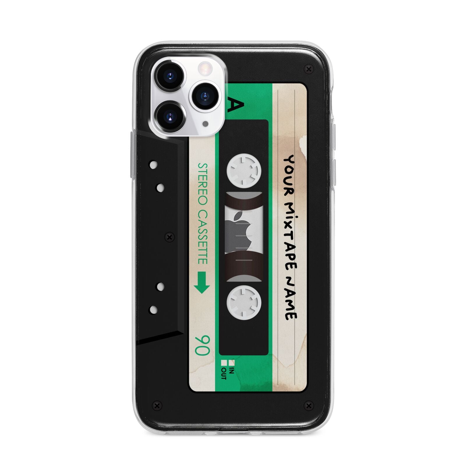 Personalised Black and Green Mixtape Apple iPhone 11 Pro Max in Silver with Bumper Case