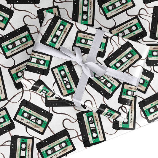 Personalised Black and Green Mixtape Custom Wrapping Paper