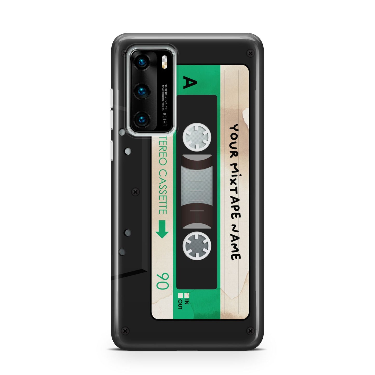 Personalised Black and Green Mixtape Huawei P40 Phone Case