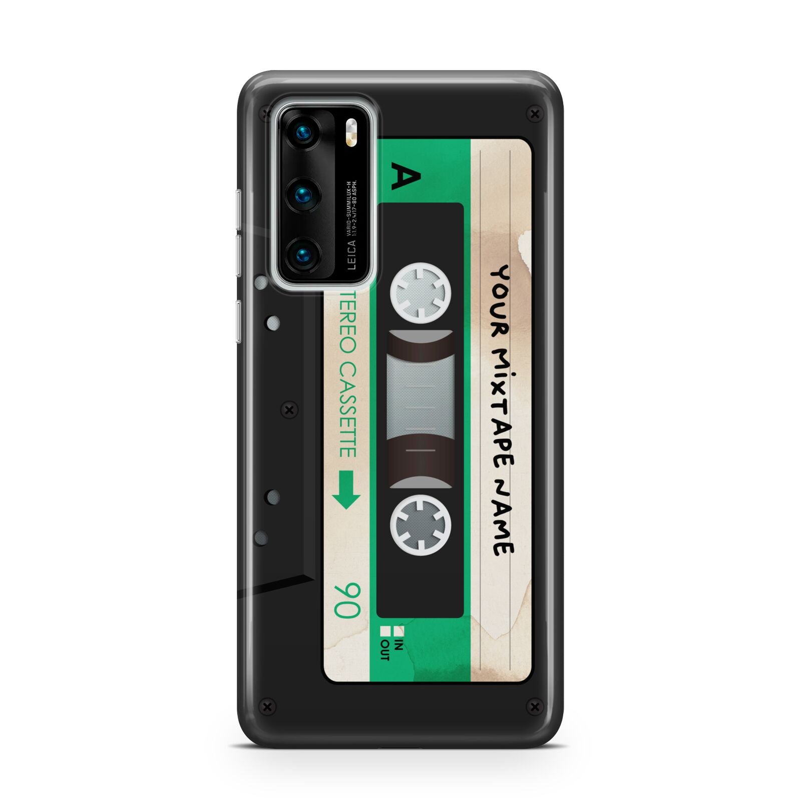 Personalised Black and Green Mixtape Huawei P40 Phone Case