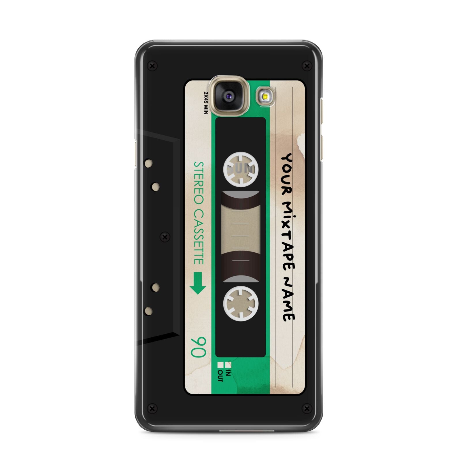 Personalised Black and Green Mixtape Samsung Galaxy A3 2016 Case on gold phone