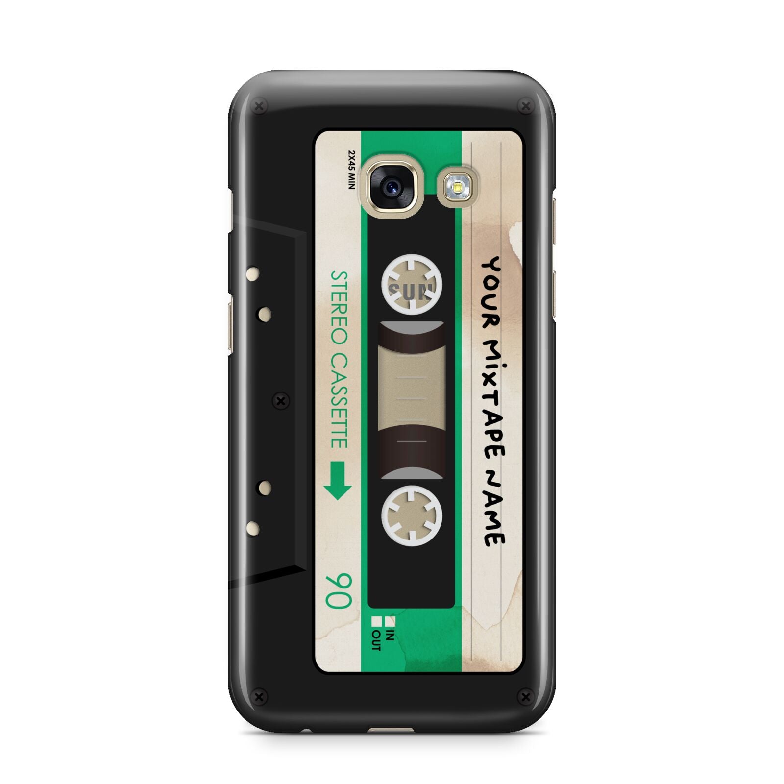 Personalised Black and Green Mixtape Samsung Galaxy A3 2017 Case on gold phone