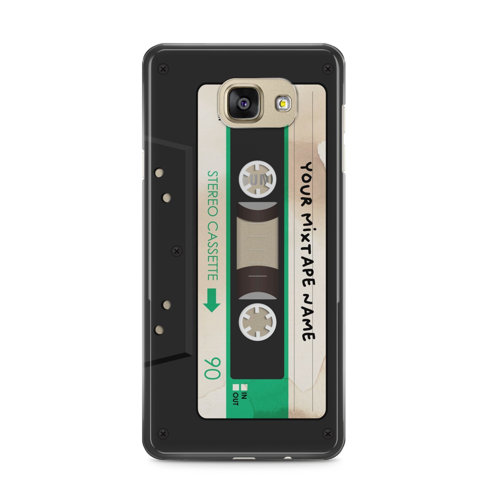 Personalised Black and Green Mixtape Samsung Galaxy A5 2016 Case on gold phone