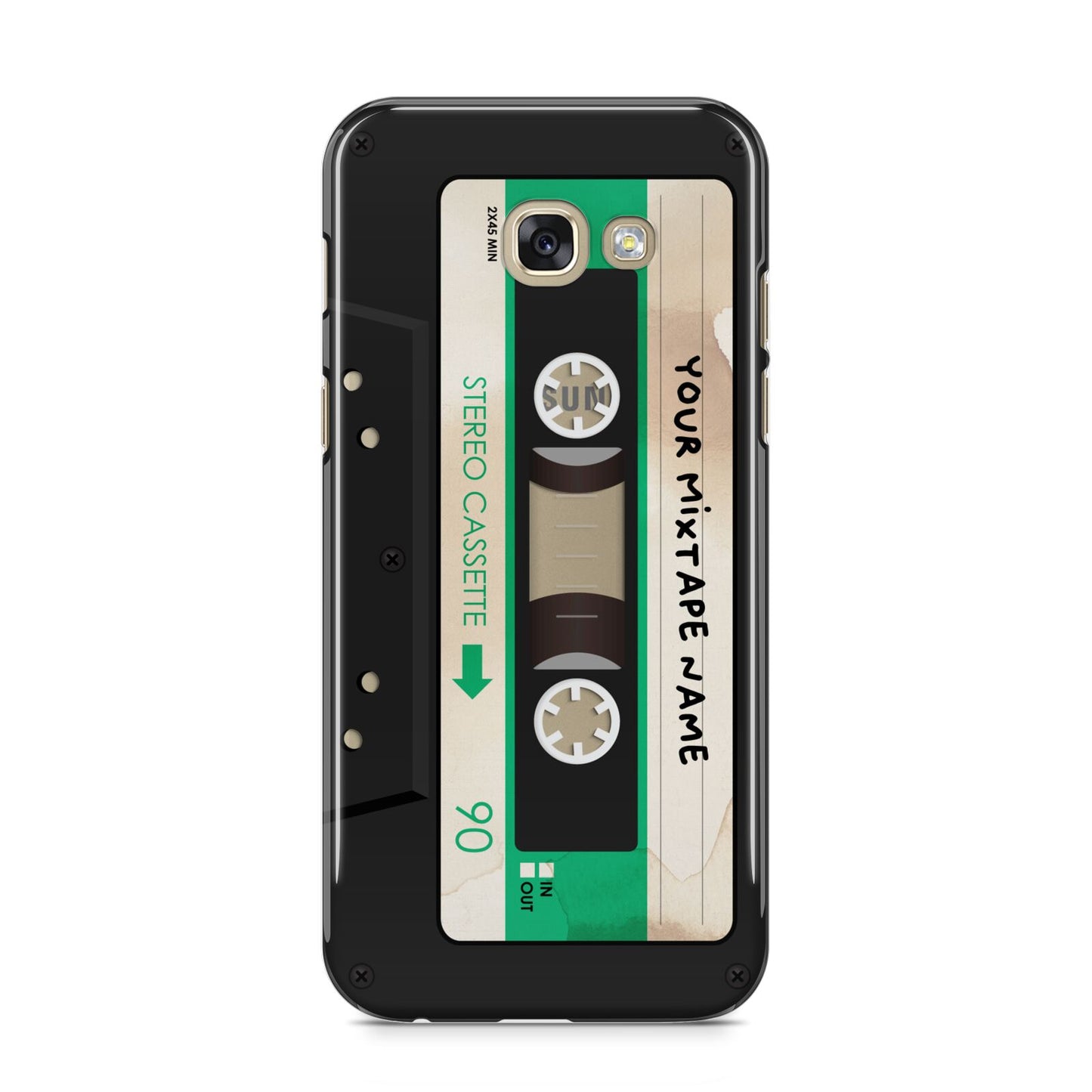 Personalised Black and Green Mixtape Samsung Galaxy A5 2017 Case on gold phone