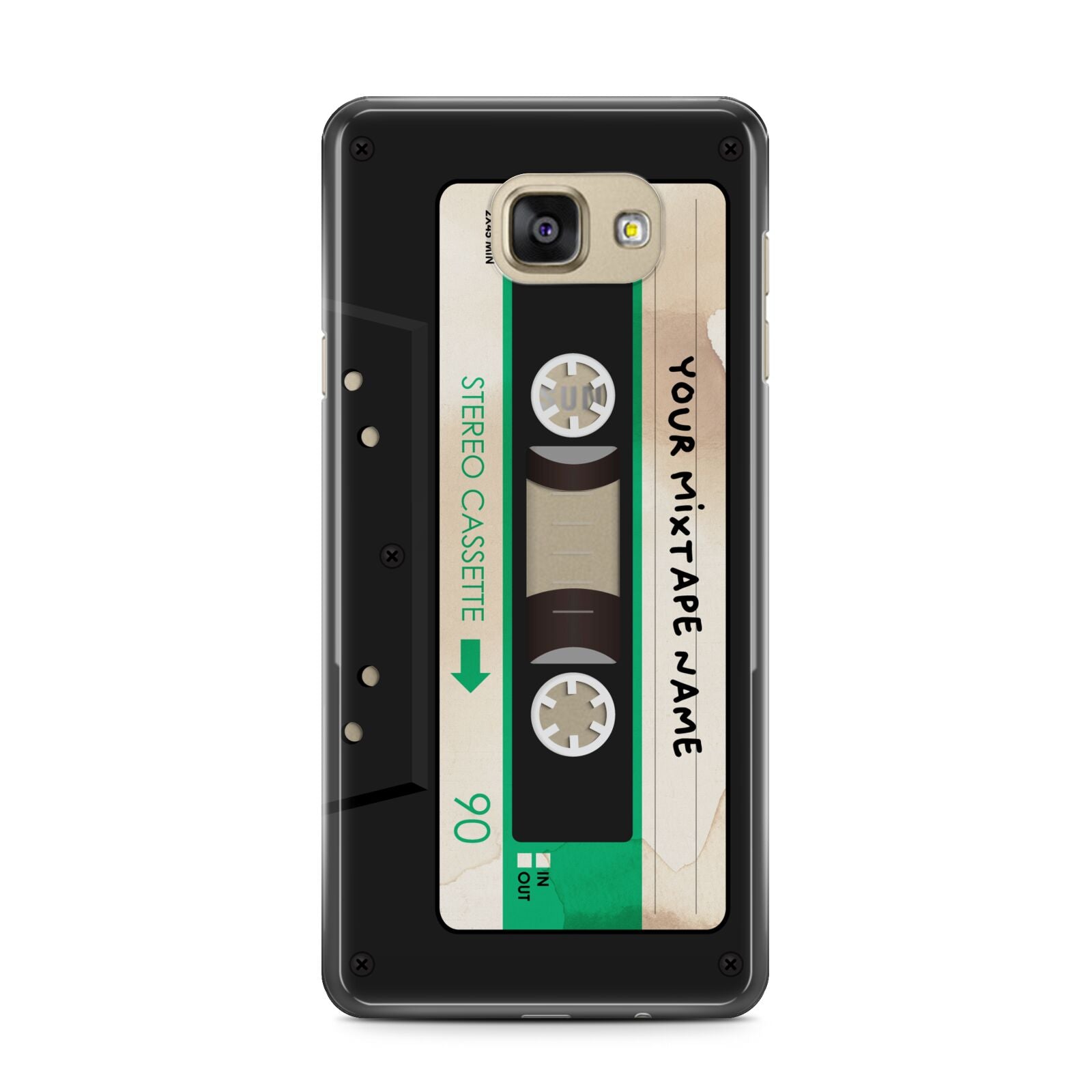 Personalised Black and Green Mixtape Samsung Galaxy A7 2016 Case on gold phone