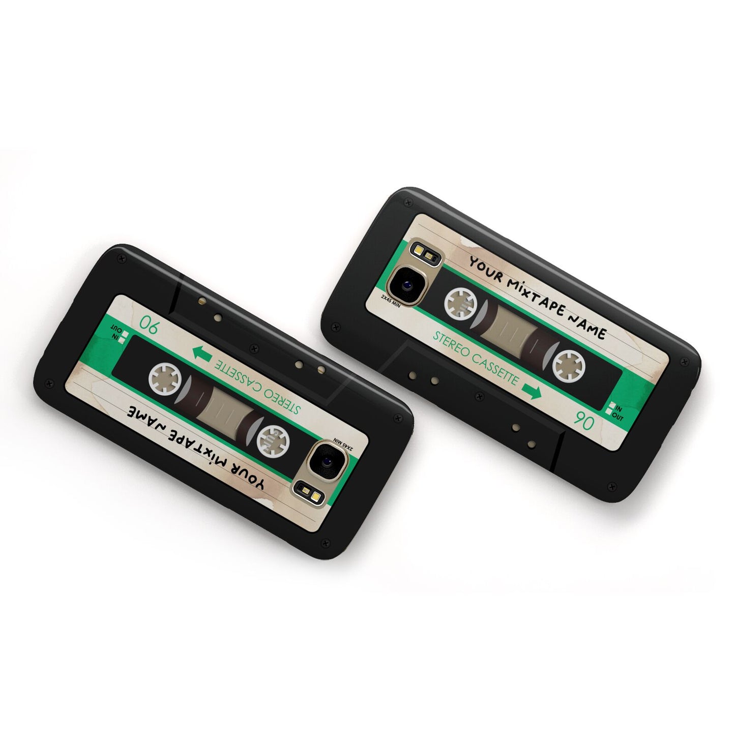 Personalised Black and Green Mixtape Samsung Galaxy Case Flat Overview