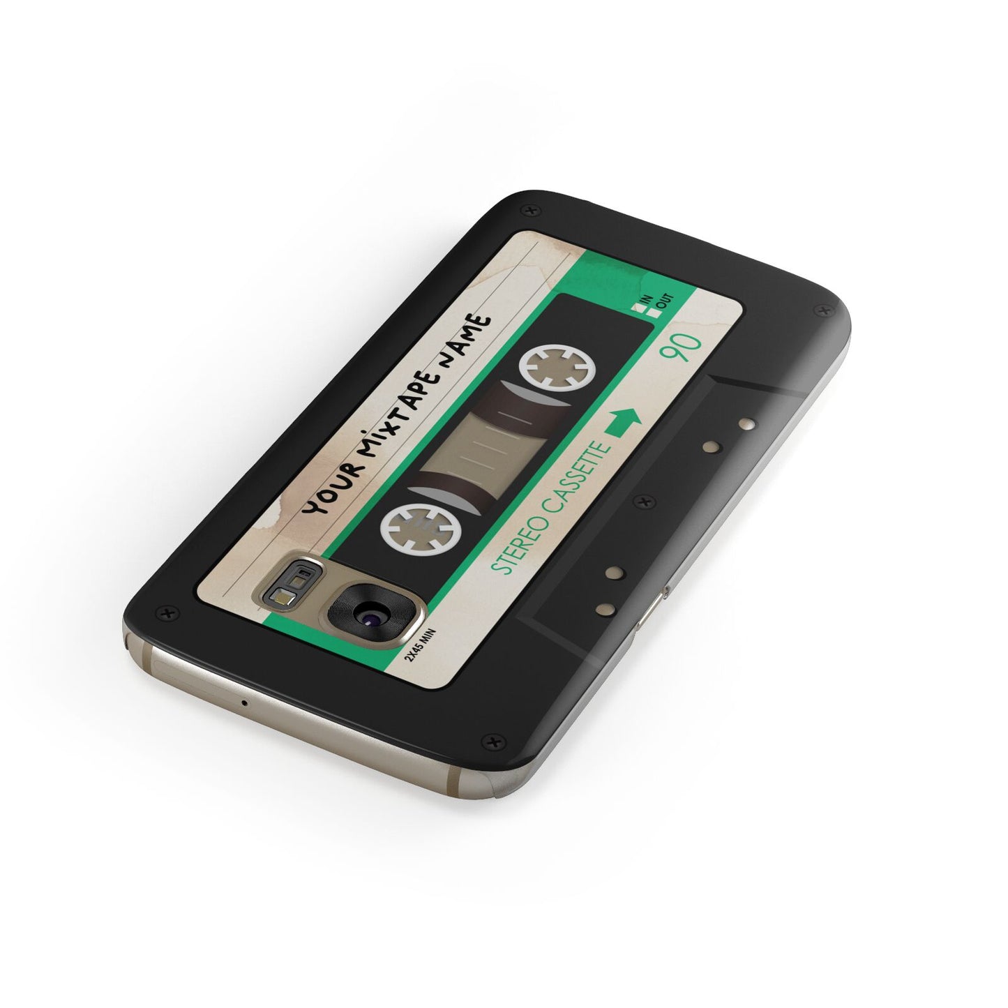 Personalised Black and Green Mixtape Samsung Galaxy Case Front Close Up