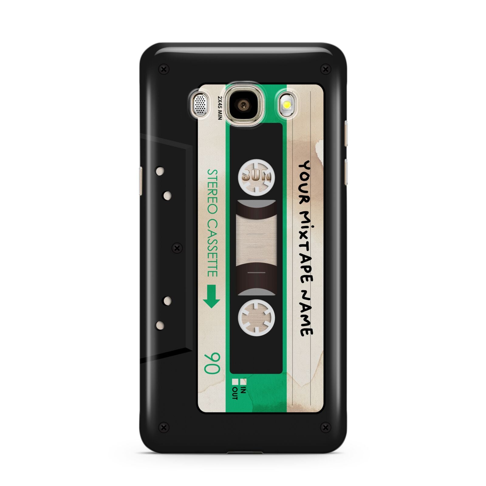 Personalised Black and Green Mixtape Samsung Galaxy J7 2016 Case on gold phone