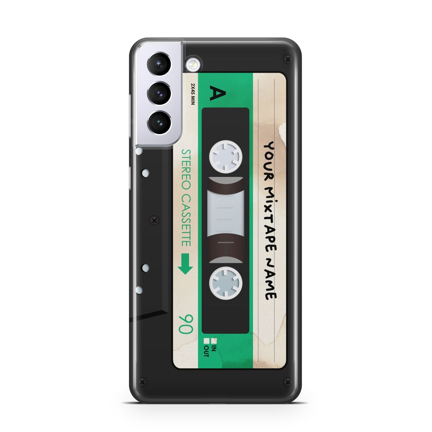 Personalised Black and Green Mixtape Samsung S21 Plus Case