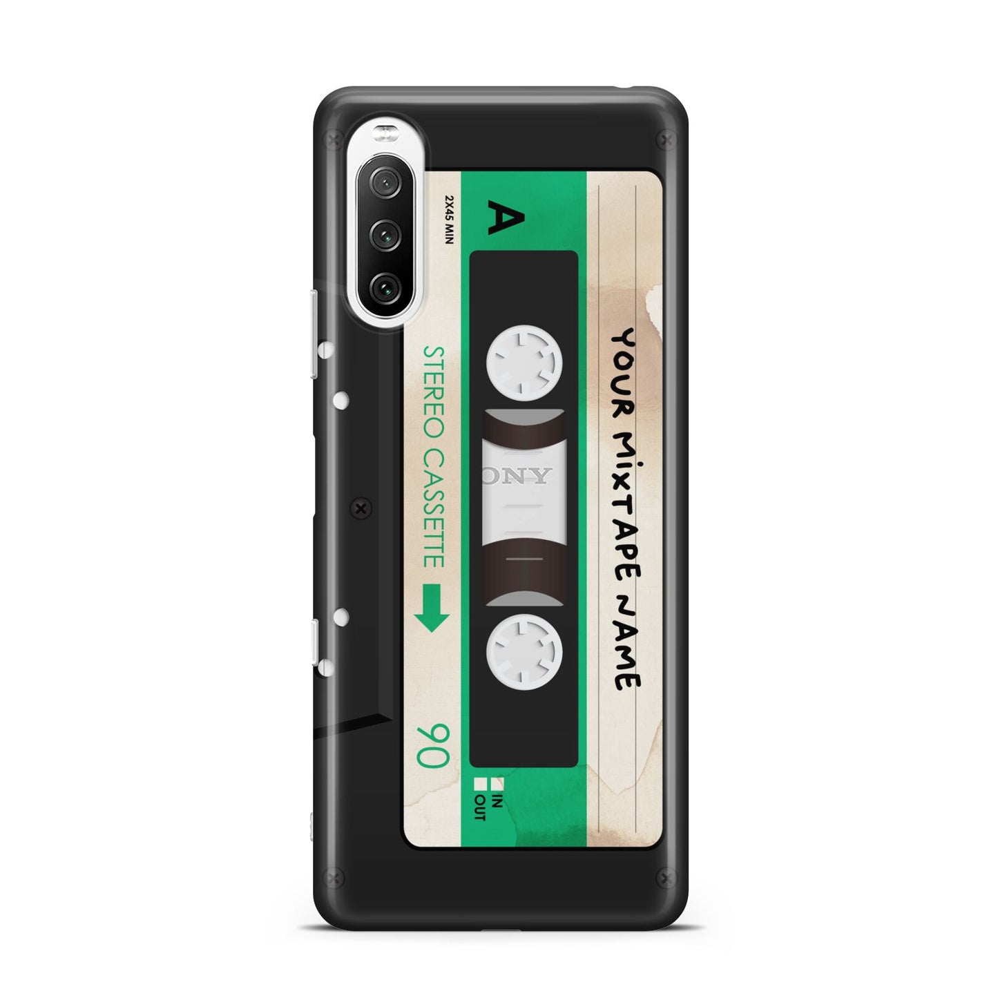 Personalised Black and Green Mixtape Sony Xperia 10 III Case