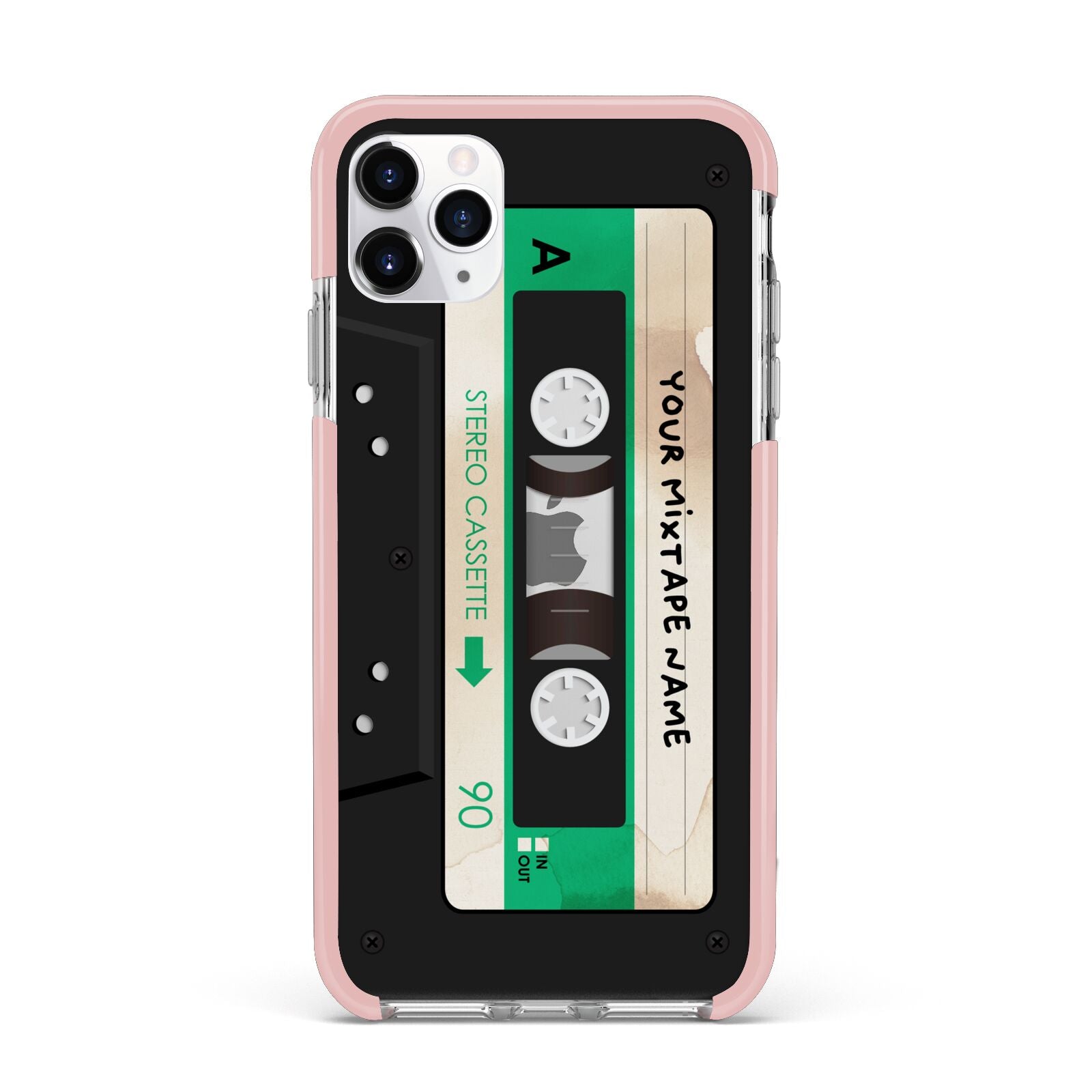 Personalised Black and Green Mixtape iPhone 11 Pro Max Impact Pink Edge Case