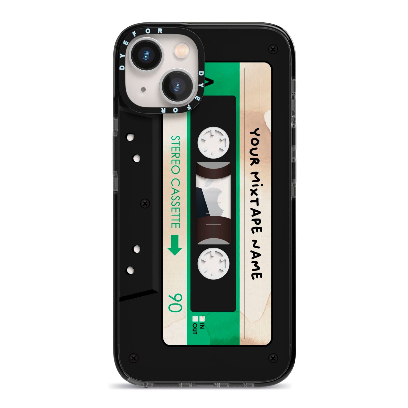 Personalised Black and Green Mixtape iPhone 13 Black Impact Case on Silver phone