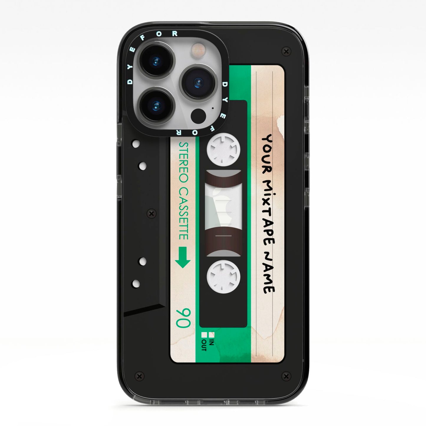 Personalised Black and Green Mixtape iPhone 13 Pro Black Impact Case on Silver phone