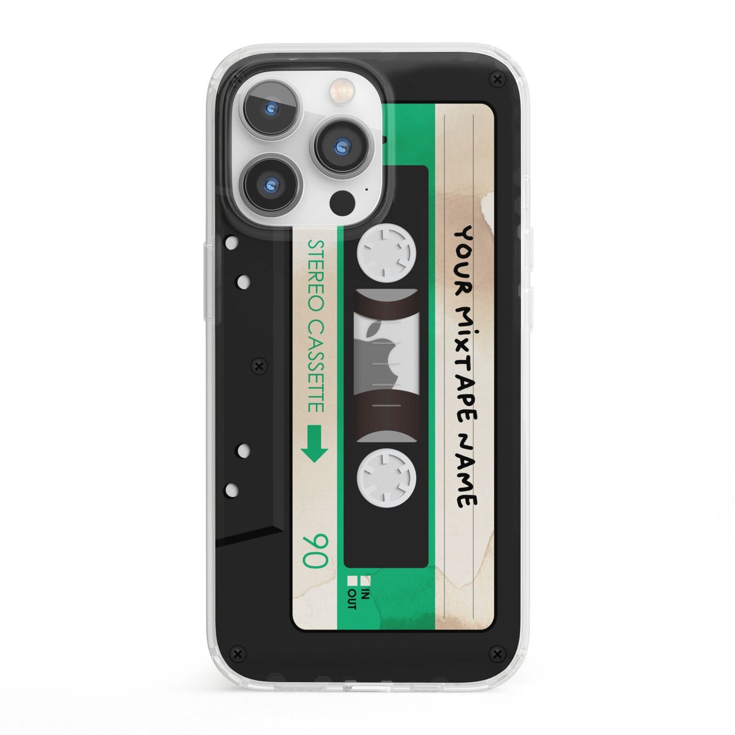 Personalised Black and Green Mixtape iPhone 13 Pro Clear Bumper Case