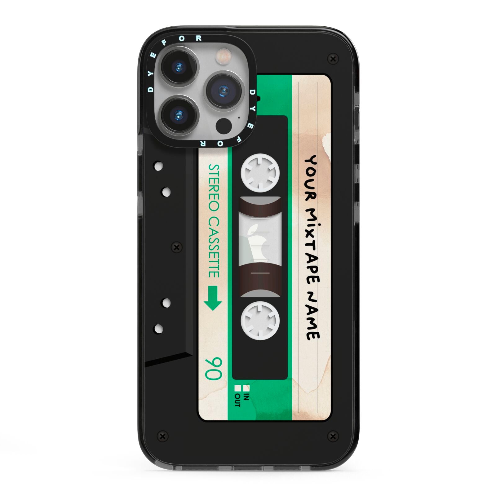 Personalised Black and Green Mixtape iPhone 13 Pro Max Black Impact Case on Silver phone