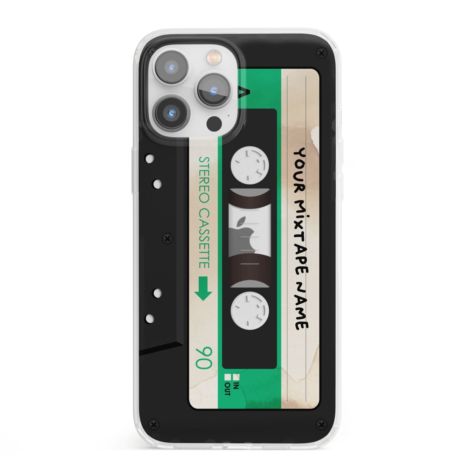 Personalised Black and Green Mixtape iPhone 13 Pro Max Clear Bumper Case