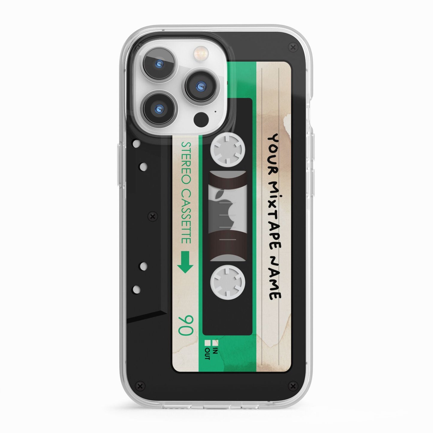 Personalised Black and Green Mixtape iPhone 13 Pro TPU Impact Case with White Edges