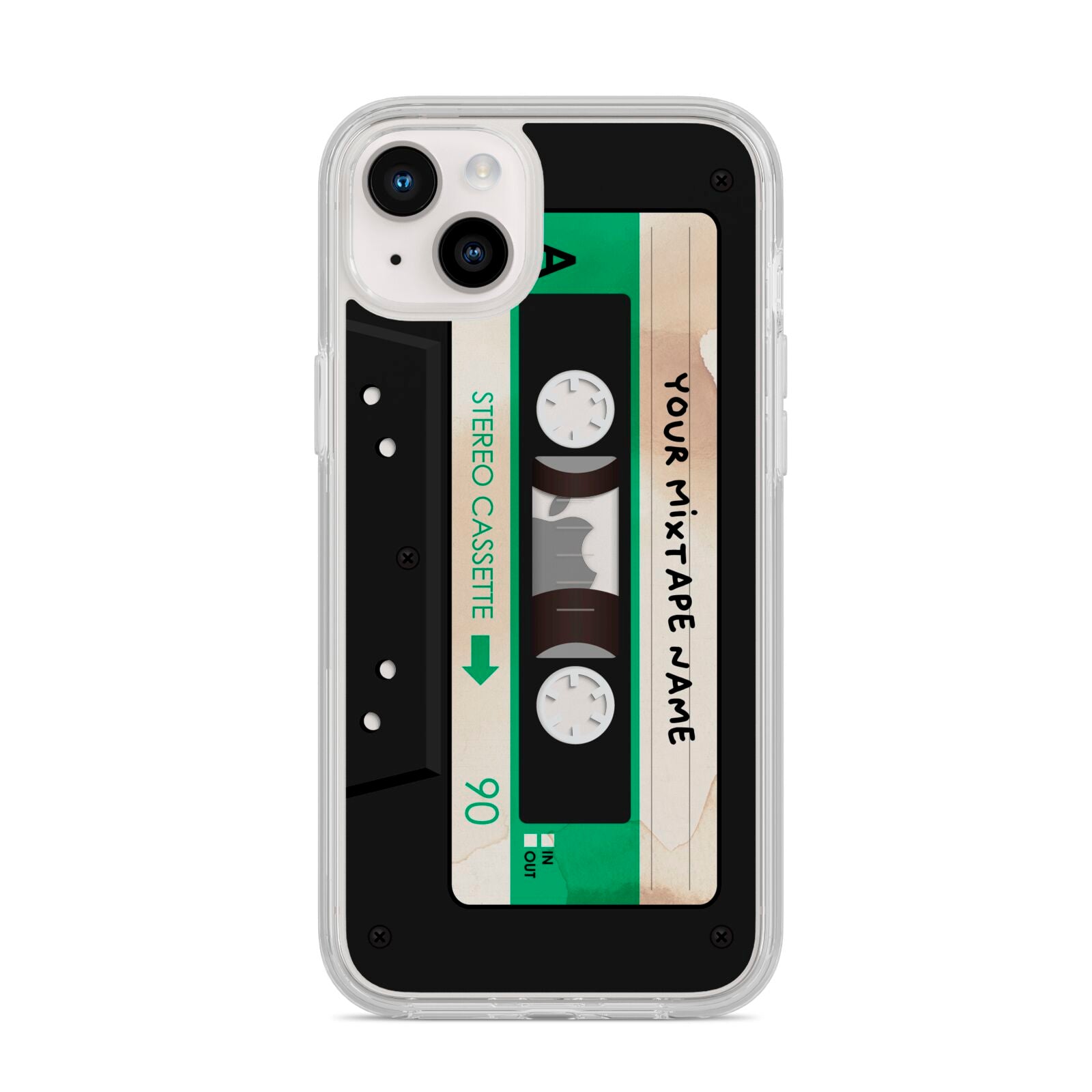 Personalised Black and Green Mixtape iPhone 14 Plus Clear Tough Case Starlight