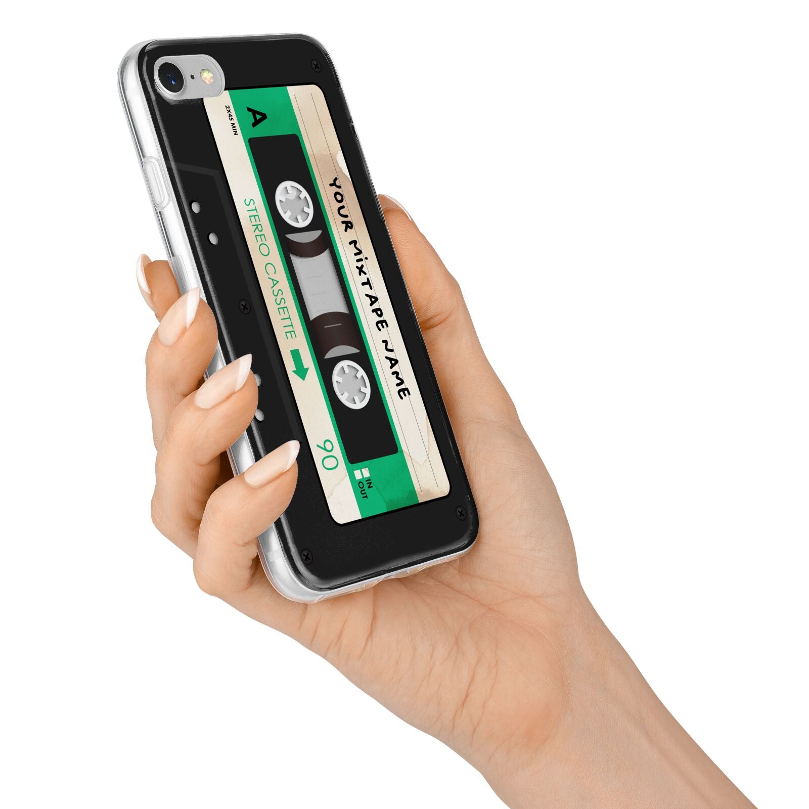 Personalised Black and Green Mixtape iPhone 7 Bumper Case on Silver iPhone Alternative Image