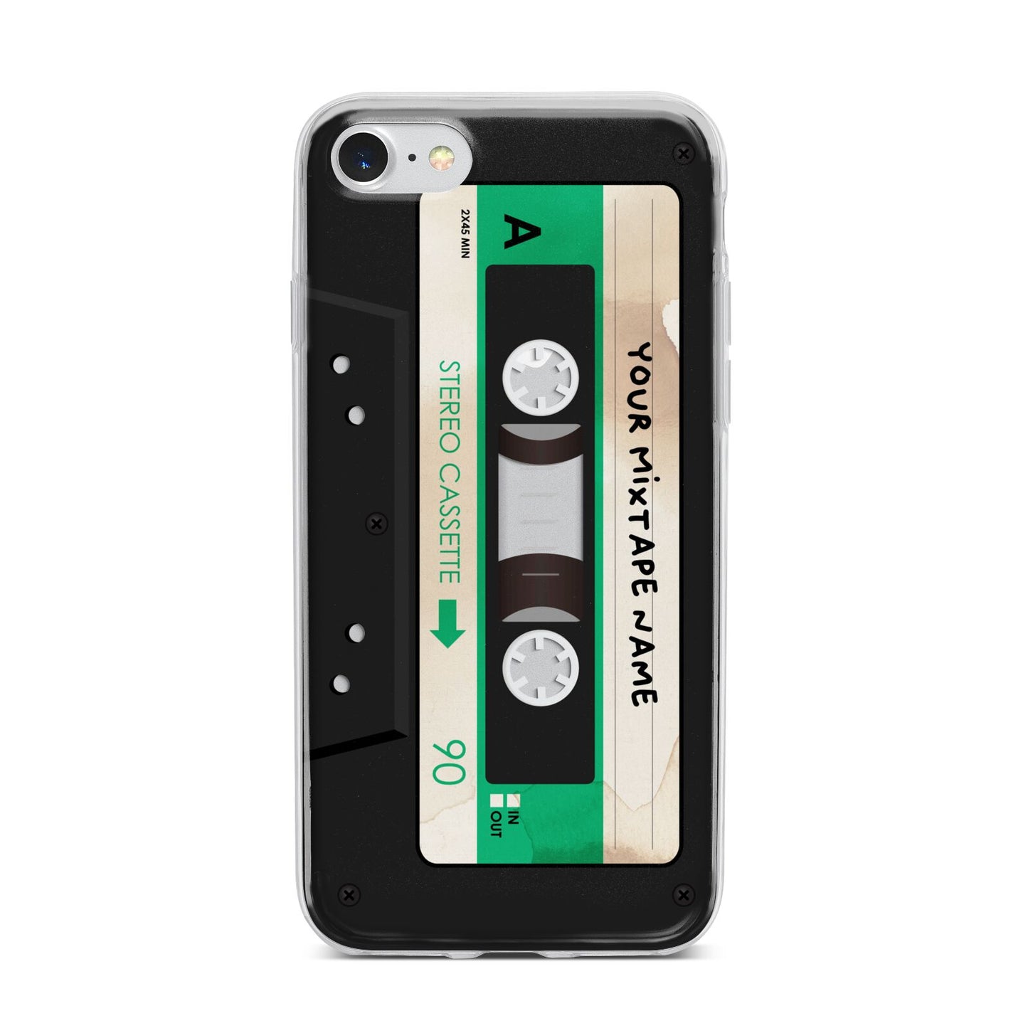 Personalised Black and Green Mixtape iPhone 7 Bumper Case on Silver iPhone