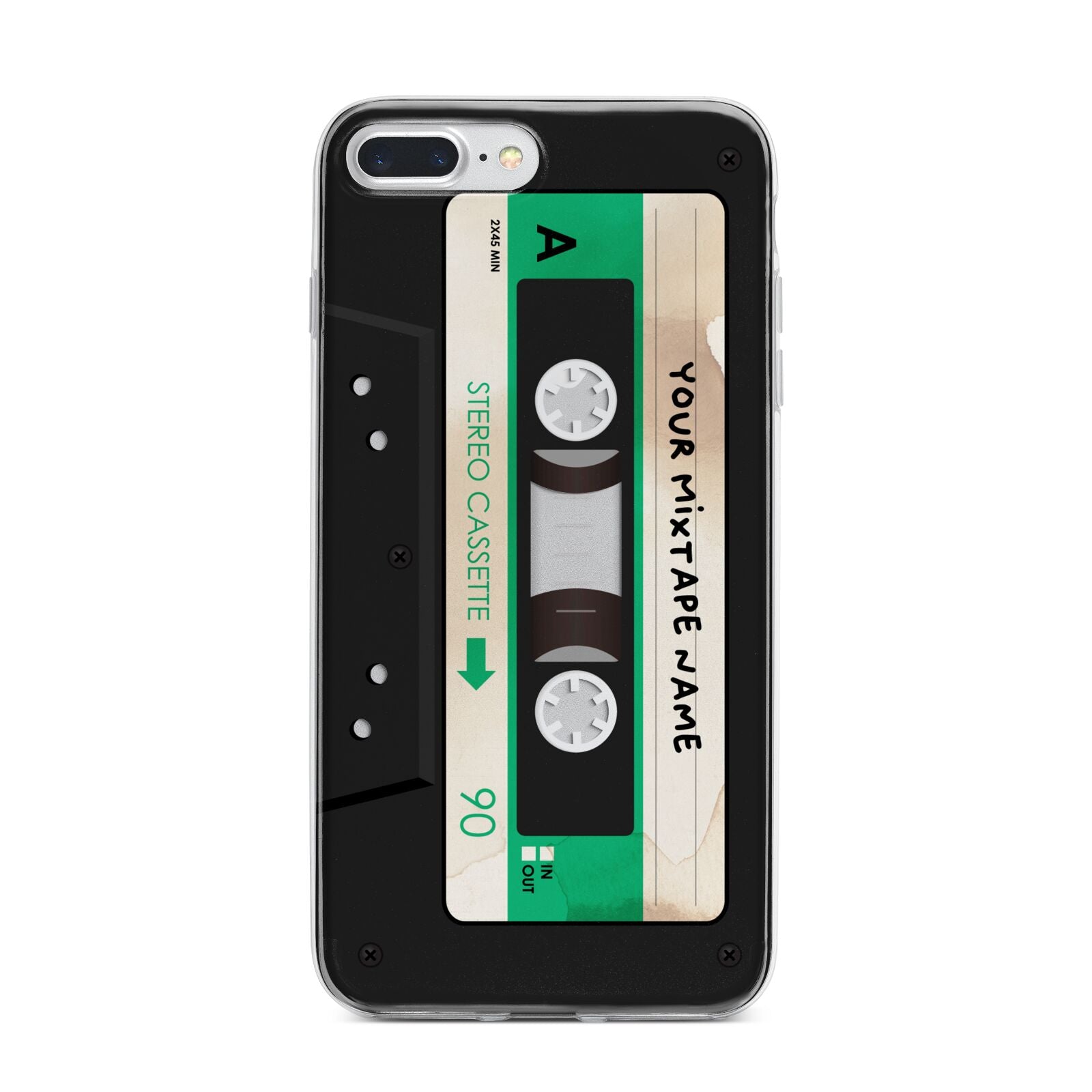 Personalised Black and Green Mixtape iPhone 7 Plus Bumper Case on Silver iPhone