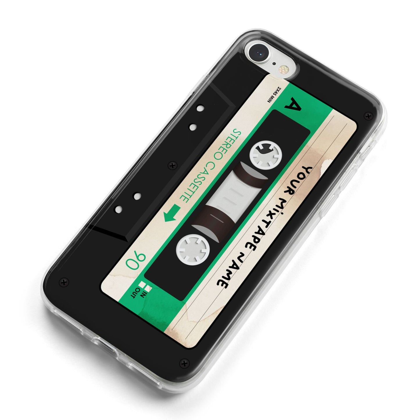 Personalised Black and Green Mixtape iPhone 8 Bumper Case on Silver iPhone Alternative Image