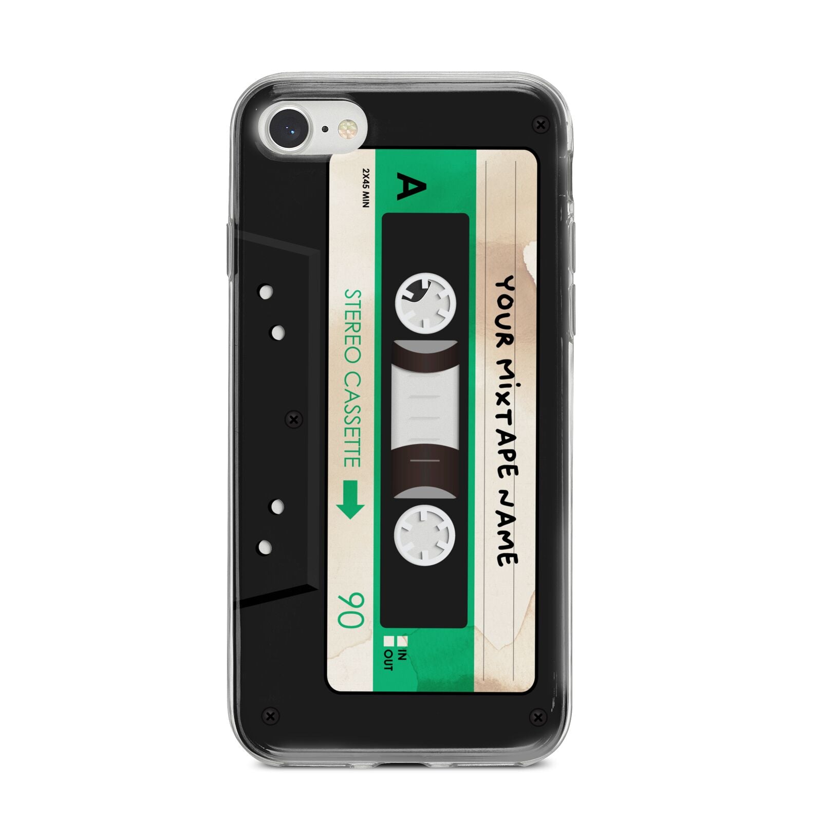 Personalised Black and Green Mixtape iPhone 8 Bumper Case on Silver iPhone