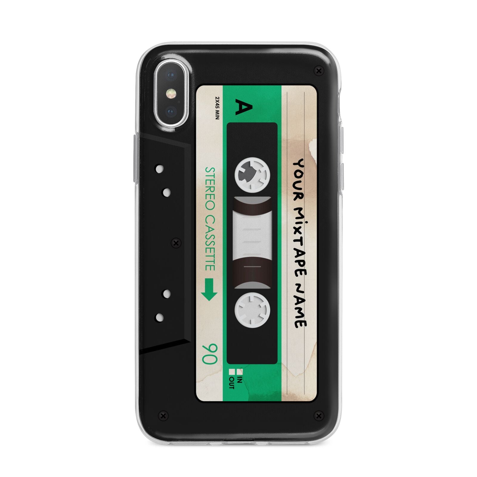 Personalised Black and Green Mixtape iPhone X Bumper Case on Silver iPhone Alternative Image 1