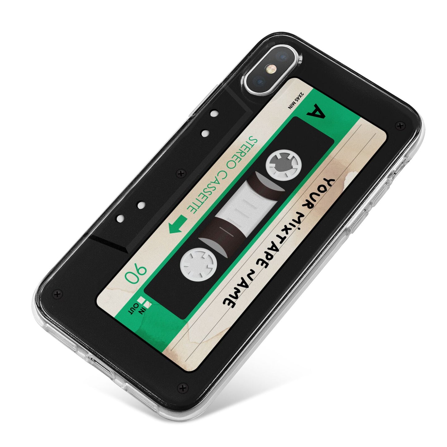 Personalised Black and Green Mixtape iPhone X Bumper Case on Silver iPhone