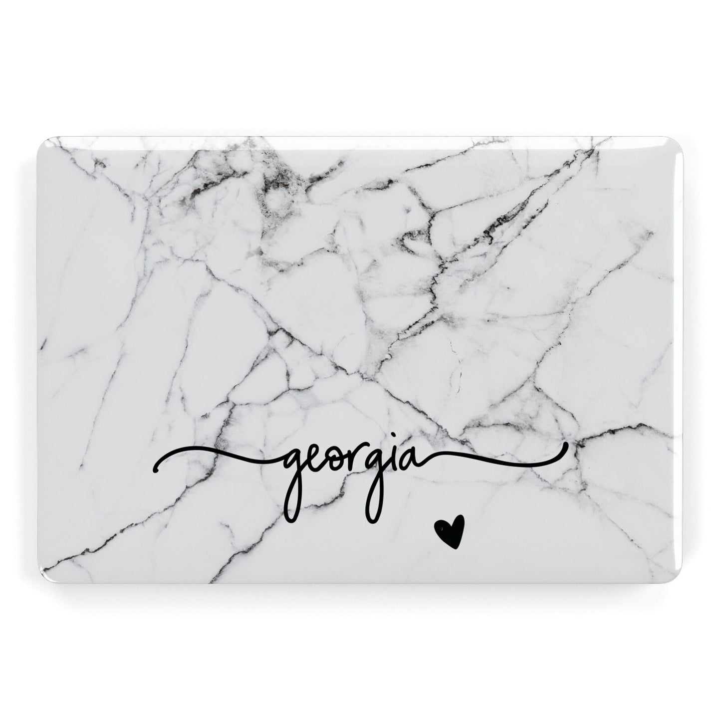 Personalised Black and White Marble with Handwriting Text Apple MacBook Case