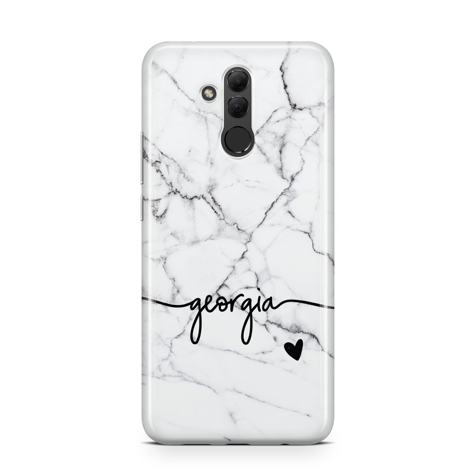 Personalised Black and White Marble with Handwriting Text Huawei Mate 20 Lite