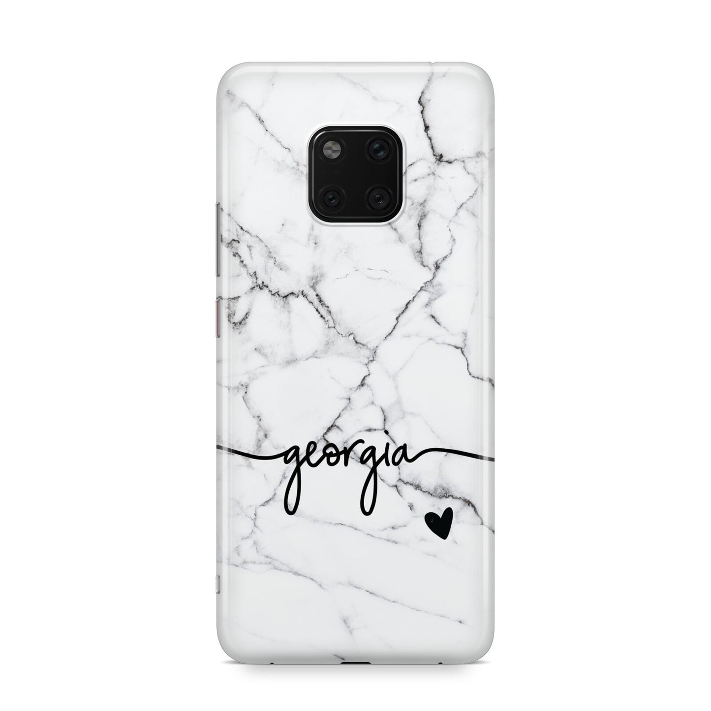 Personalised Black and White Marble with Handwriting Text Huawei Mate 20 Pro Phone Case