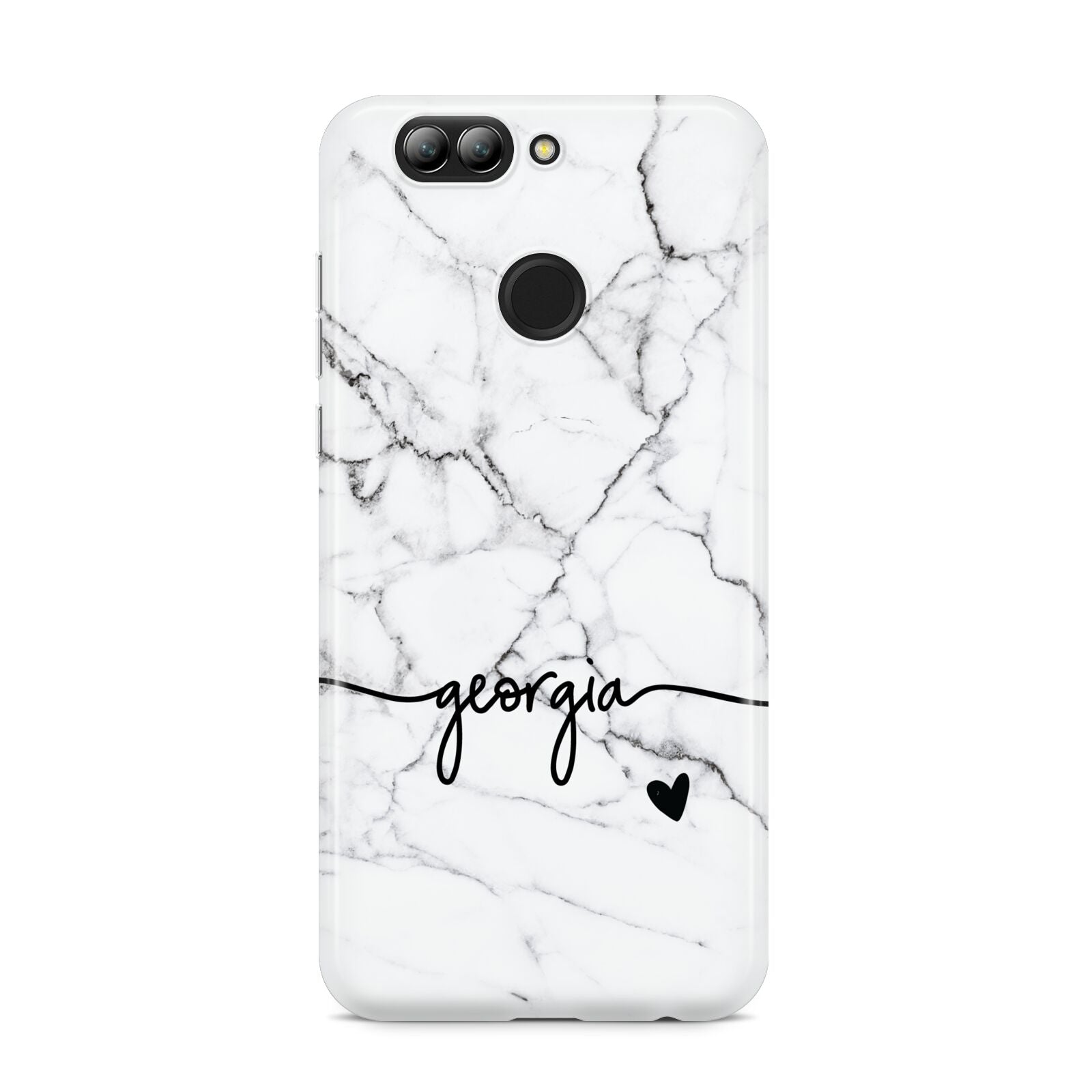 Personalised Black and White Marble with Handwriting Text Huawei Nova 2s Phone Case