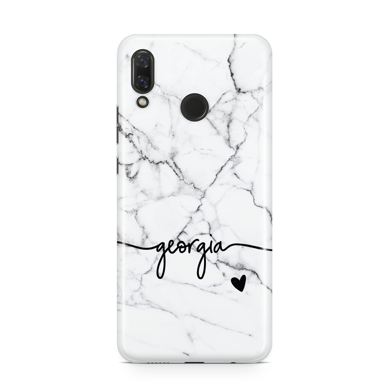 Personalised Black and White Marble with Handwriting Text Huawei Nova 3 Phone Case