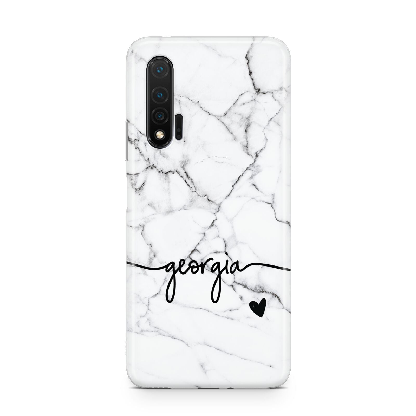 Personalised Black and White Marble with Handwriting Text Huawei Nova 6 Phone Case