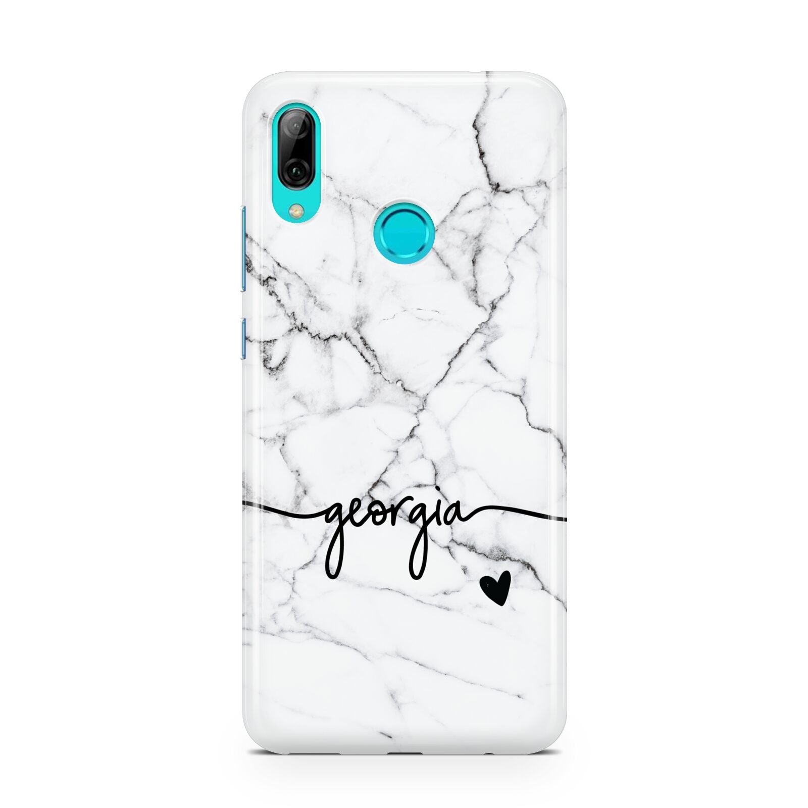 Personalised Black and White Marble with Handwriting Text Huawei P Smart 2019 Case