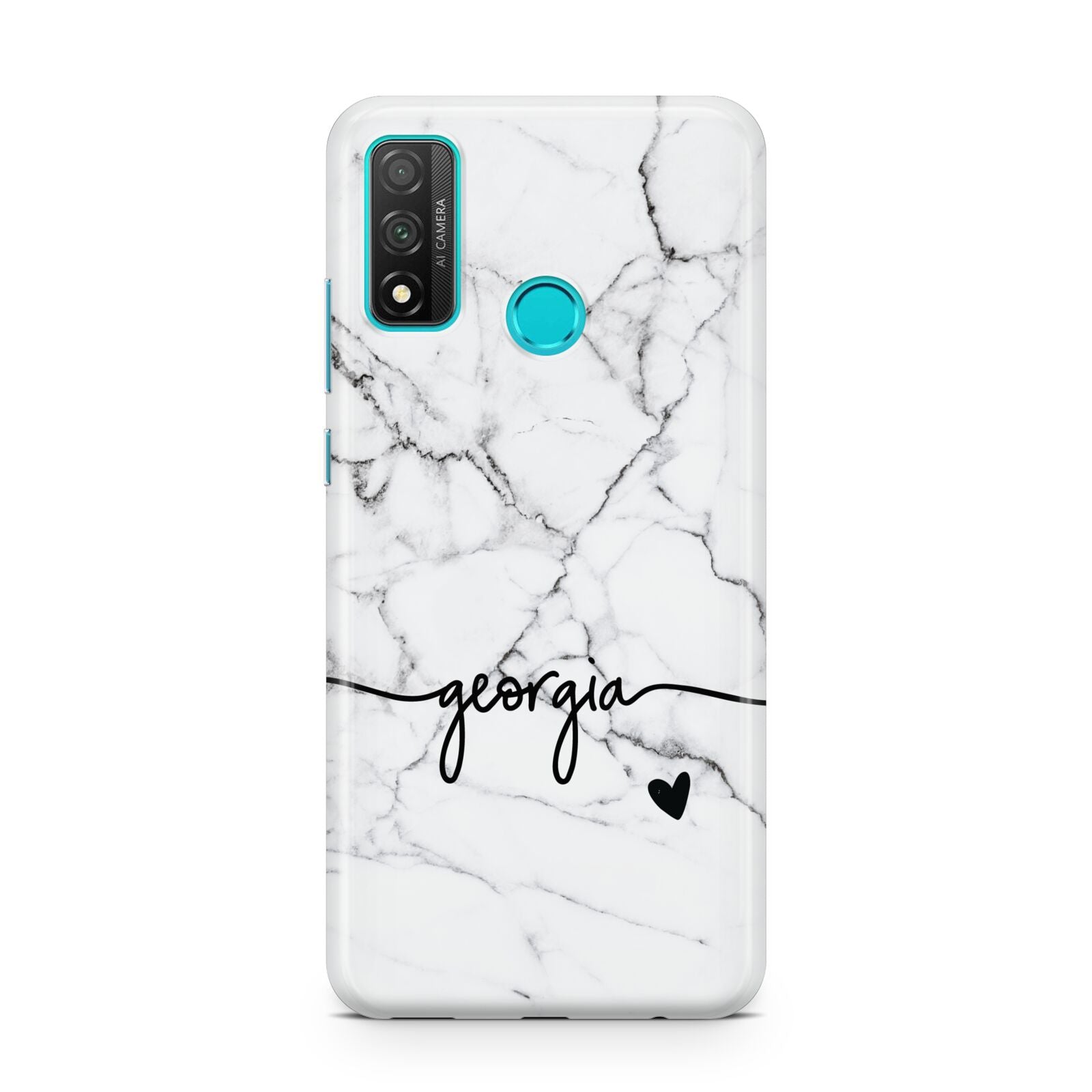 Personalised Black and White Marble with Handwriting Text Huawei P Smart 2020