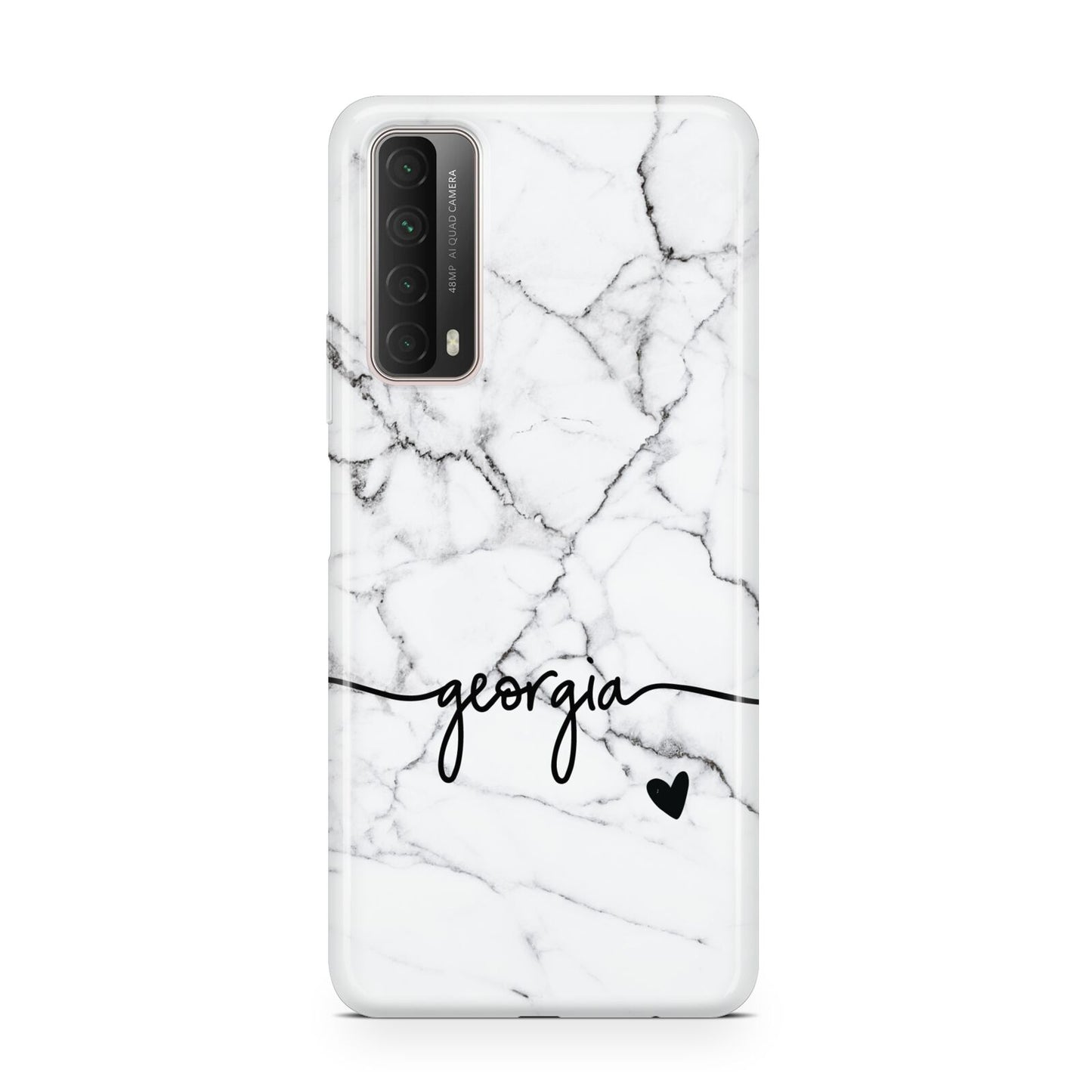 Personalised Black and White Marble with Handwriting Text Huawei P Smart 2021
