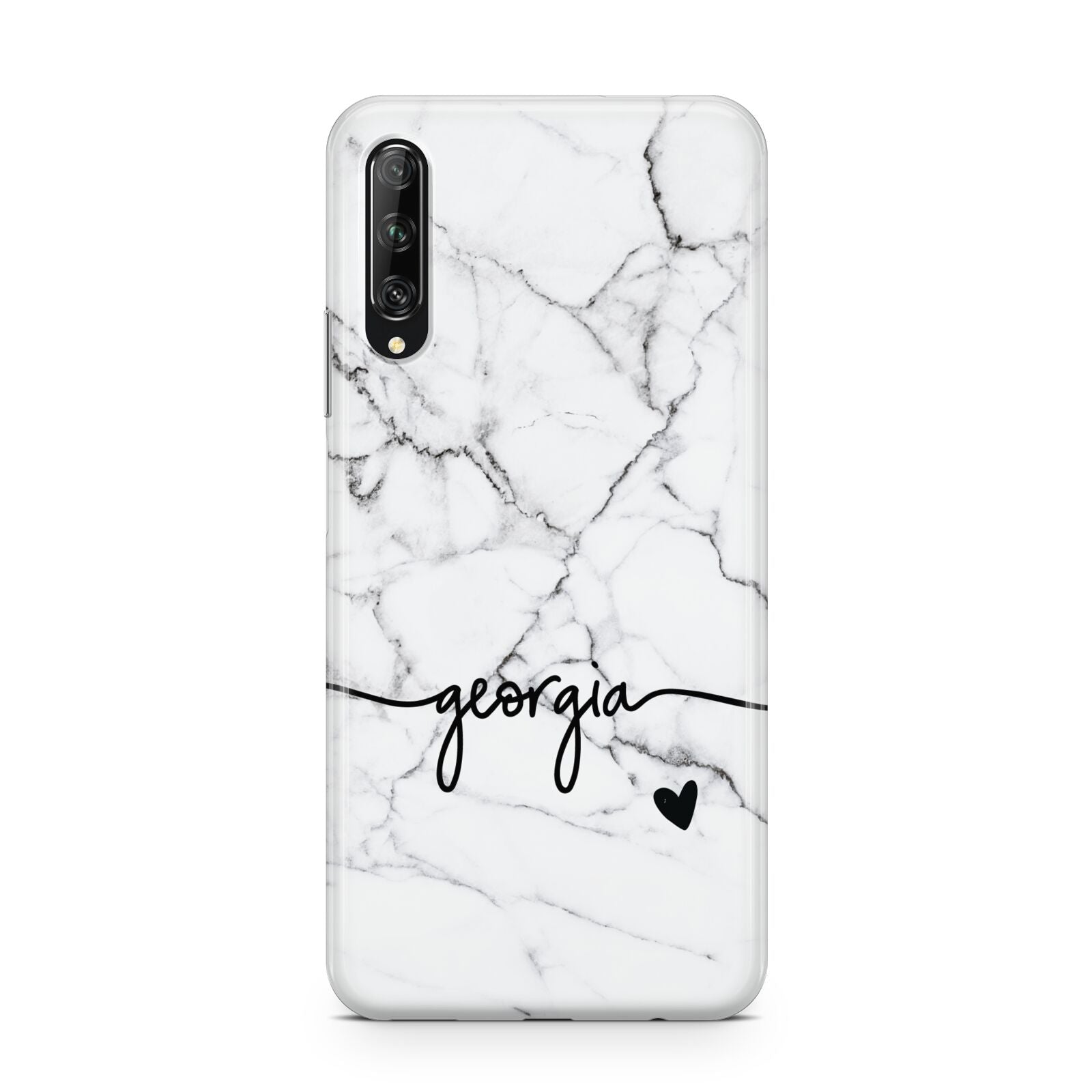 Personalised Black and White Marble with Handwriting Text Huawei P Smart Pro 2019
