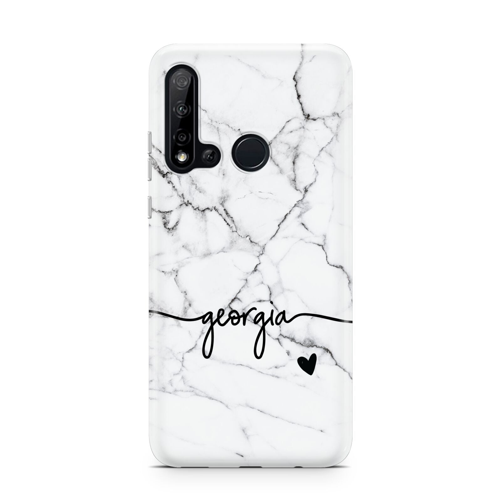 Personalised Black and White Marble with Handwriting Text Huawei P20 Lite 5G Phone Case