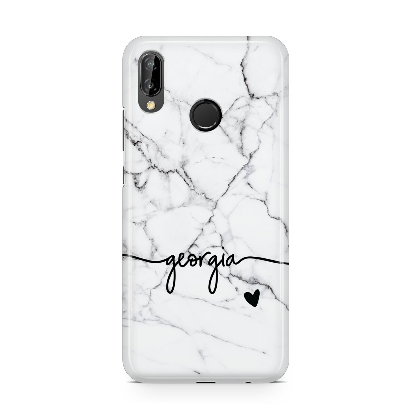 Personalised Black and White Marble with Handwriting Text Huawei P20 Lite Phone Case