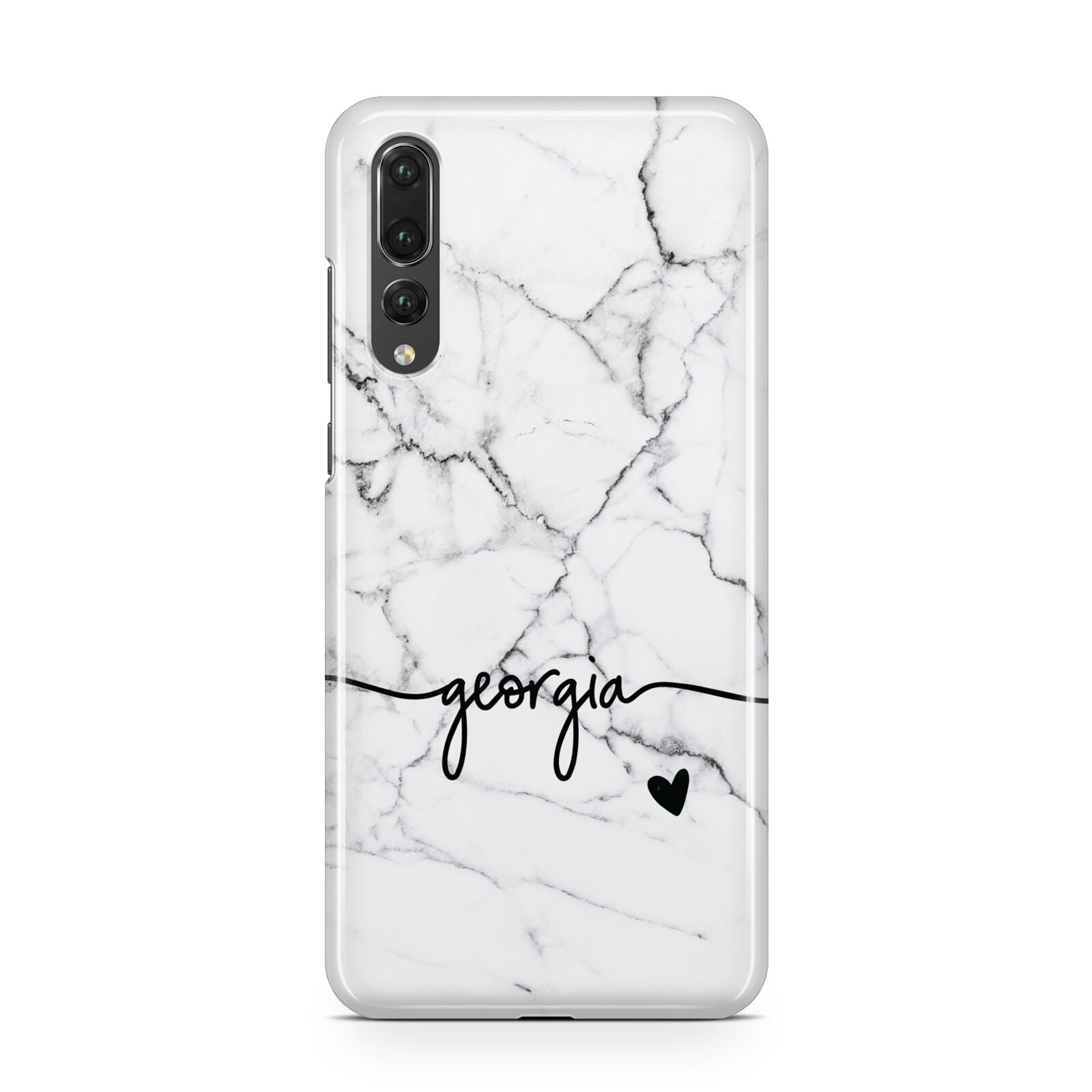 Personalised Black and White Marble with Handwriting Text Huawei P20 Pro Phone Case