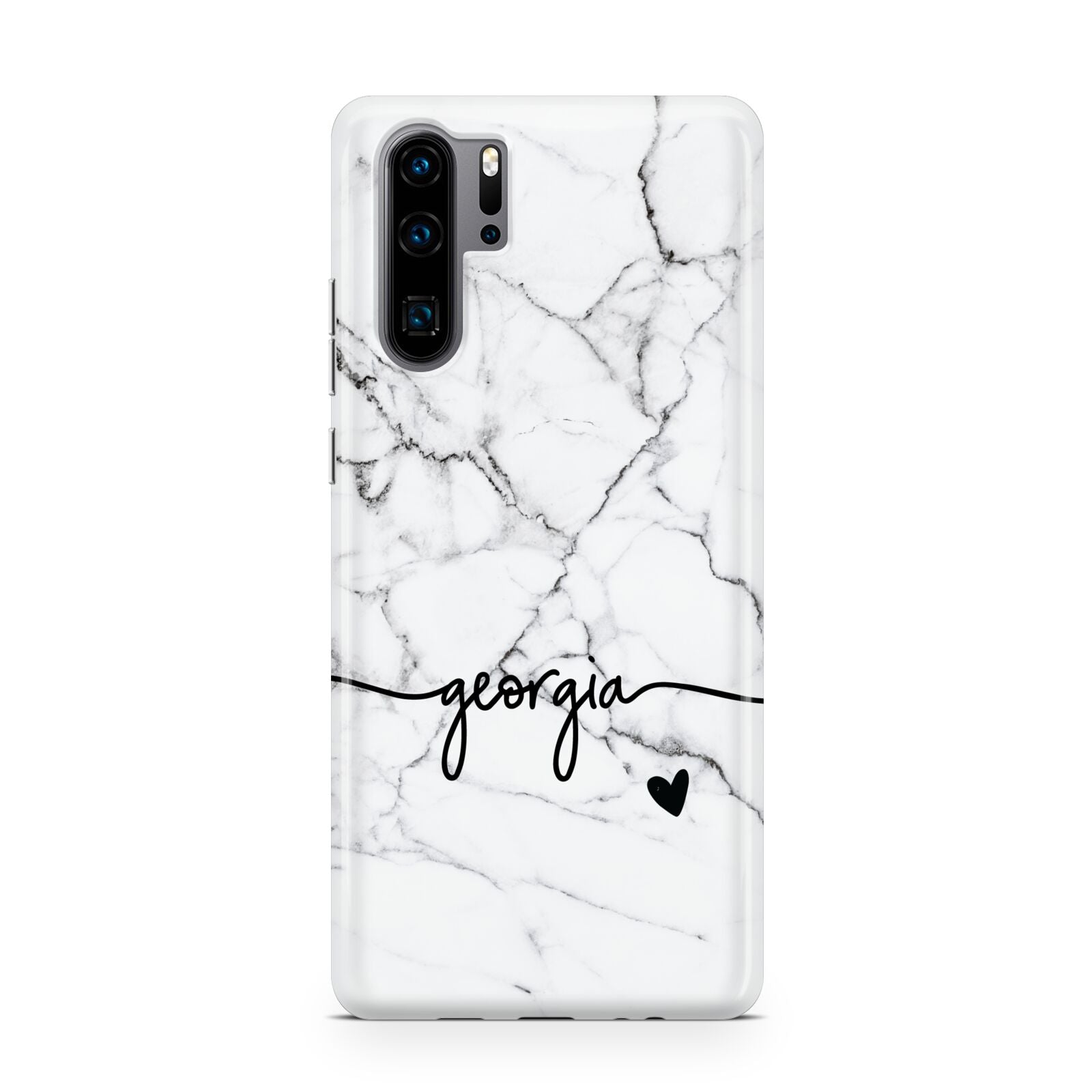 Personalised Black and White Marble with Handwriting Text Huawei P30 Pro Phone Case