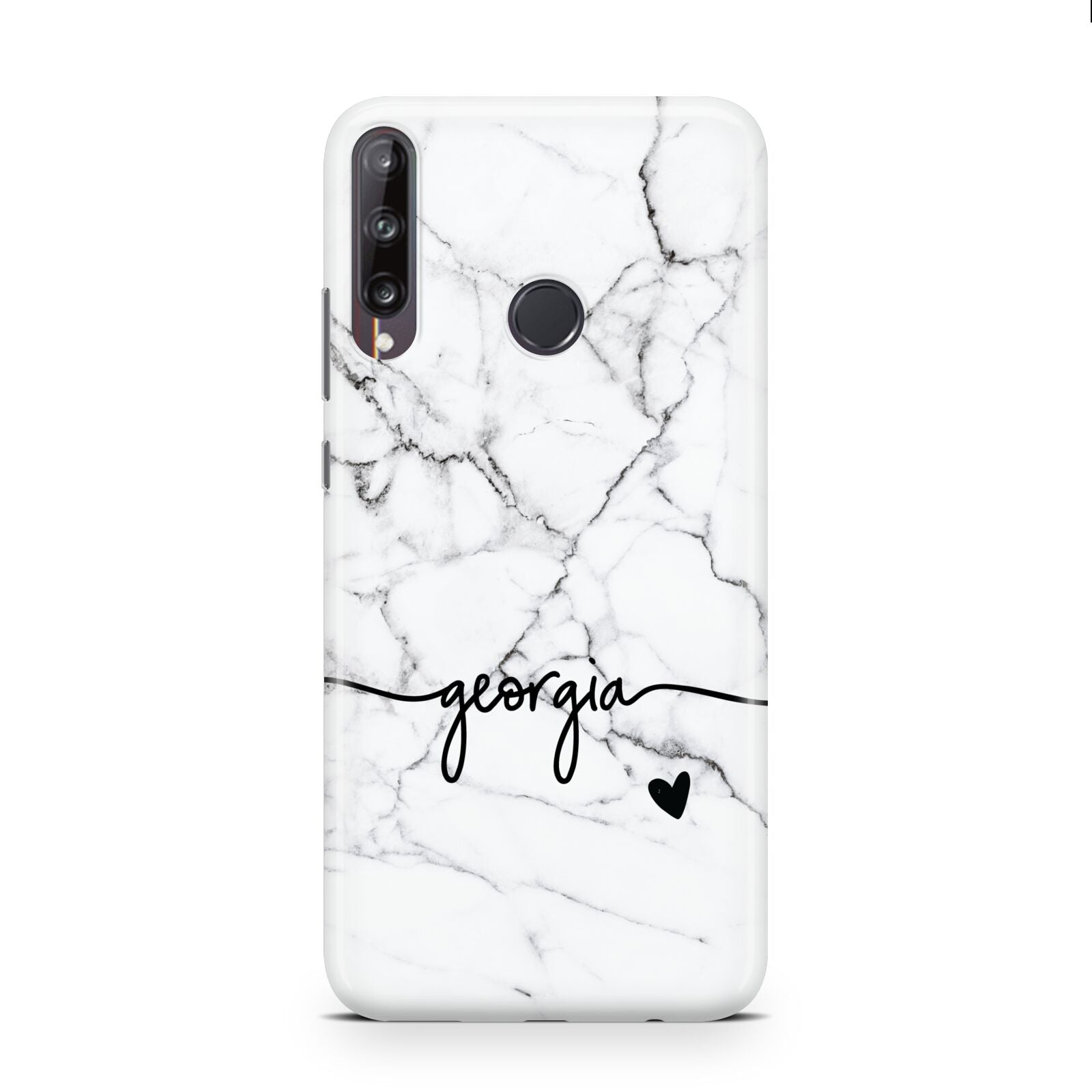 Personalised Black and White Marble with Handwriting Text Huawei P40 Lite E Phone Case