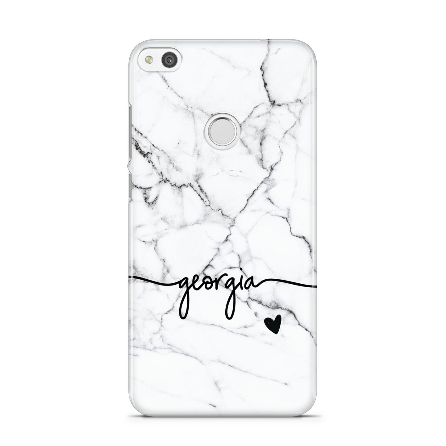 Personalised Black and White Marble with Handwriting Text Huawei P8 Lite Case