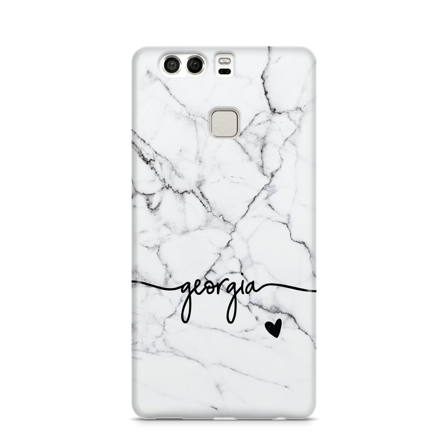Personalised Black and White Marble with Handwriting Text Huawei P9 Case