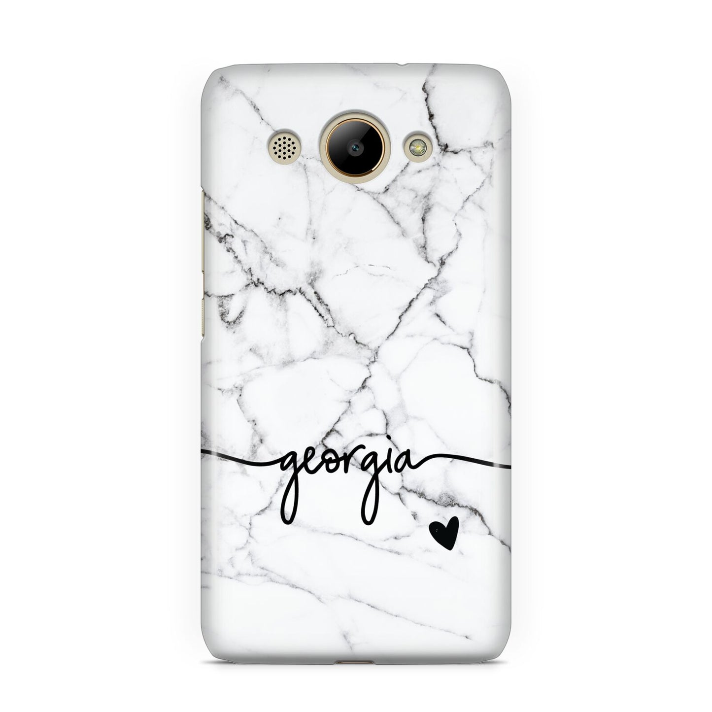 Personalised Black and White Marble with Handwriting Text Huawei Y3 2017