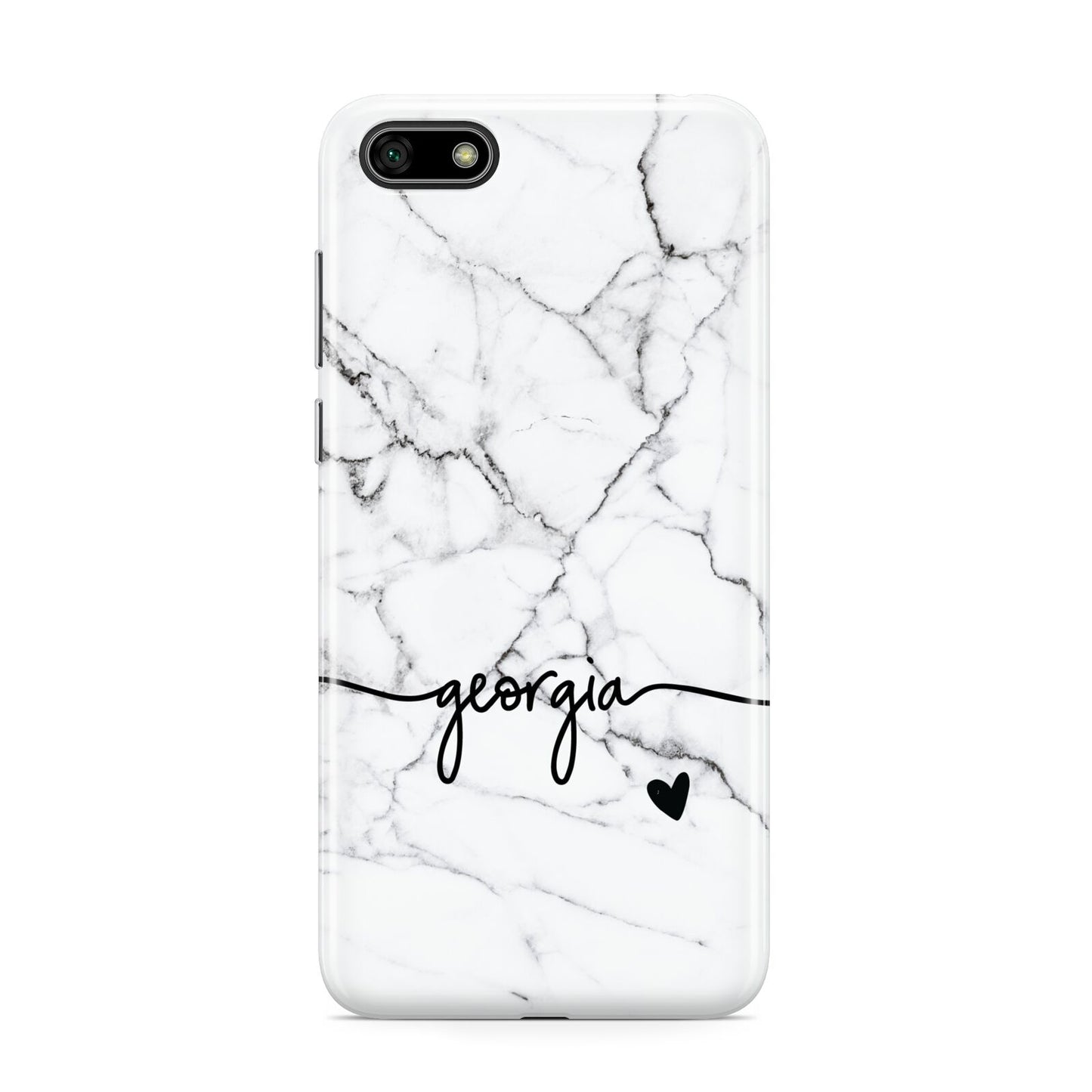 Personalised Black and White Marble with Handwriting Text Huawei Y5 Prime 2018 Phone Case