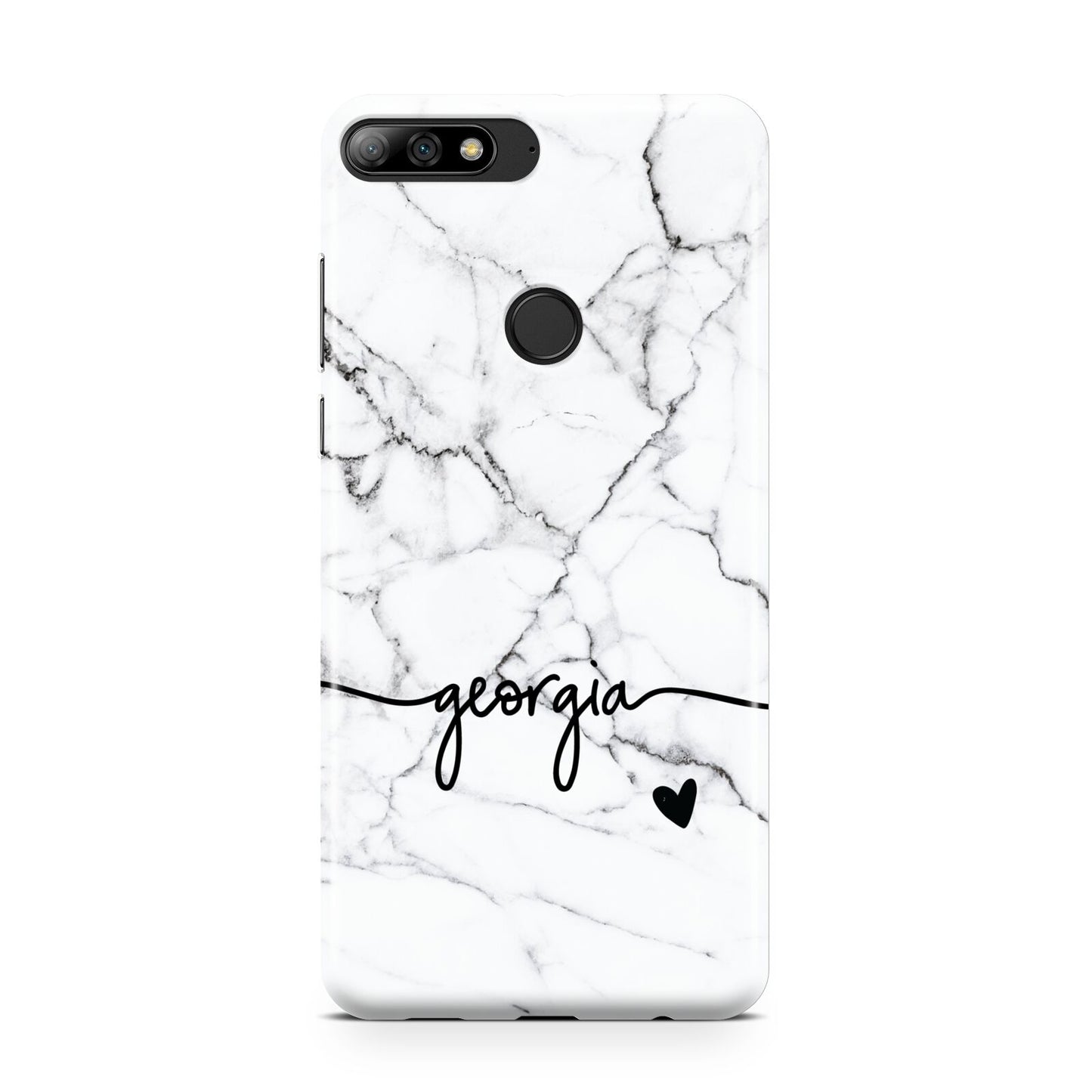 Personalised Black and White Marble with Handwriting Text Huawei Y7 2018